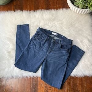 LOFT modern skinny jeans dark wash button hem